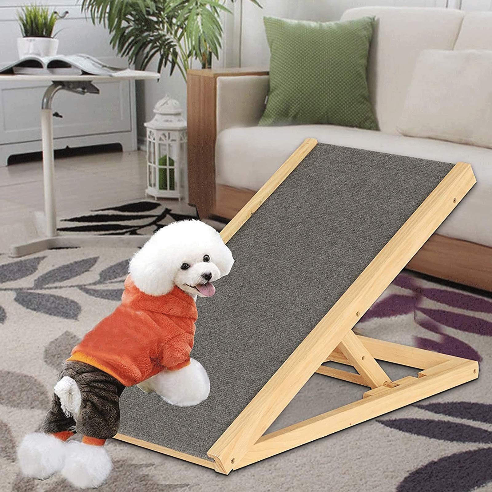 Amazon.co.jp: 犬用木製スロープ高さ調節可能な大型犬用スロープ滑り